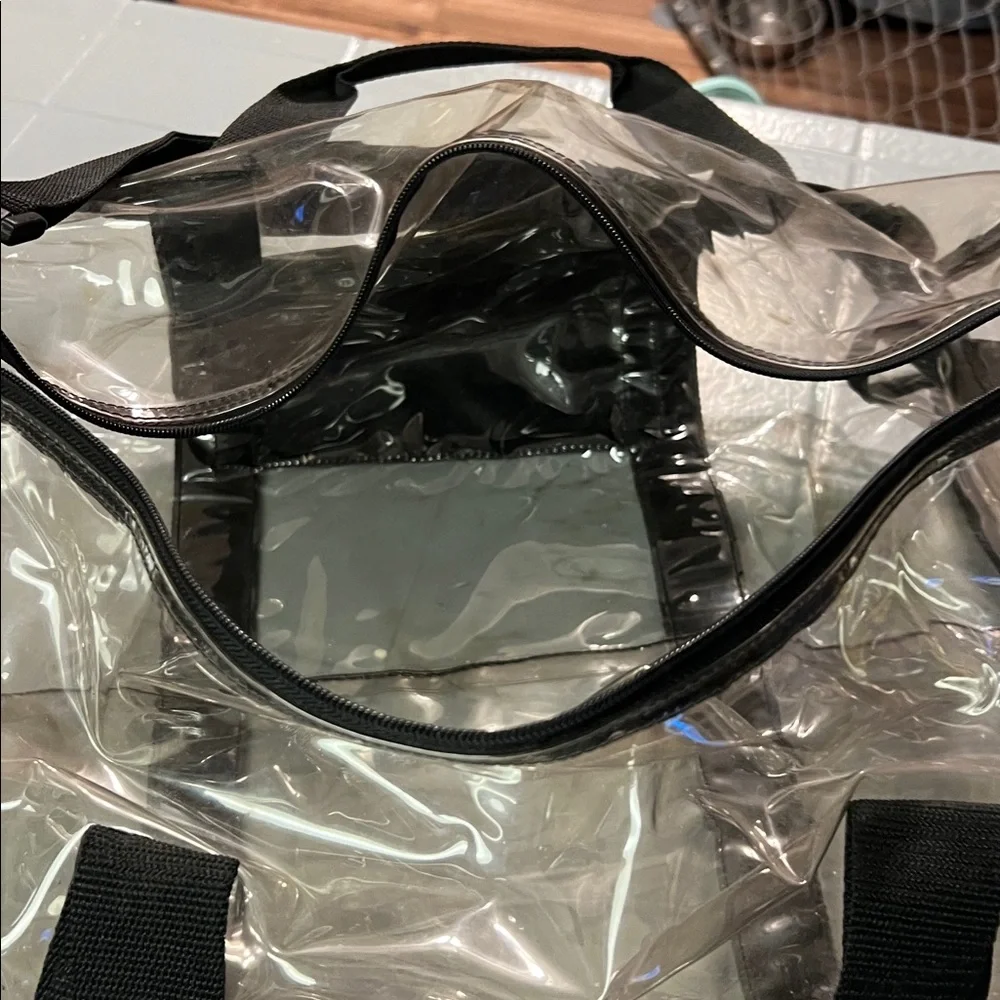 🔥SEE-THROUGH CLEAR & BLACK DUFFLE BAG WITH SHOULDER STRAP